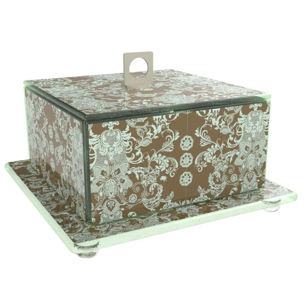 Square Glass Cloche in Misty Blue - Welcome Amenities - 3/4 View
