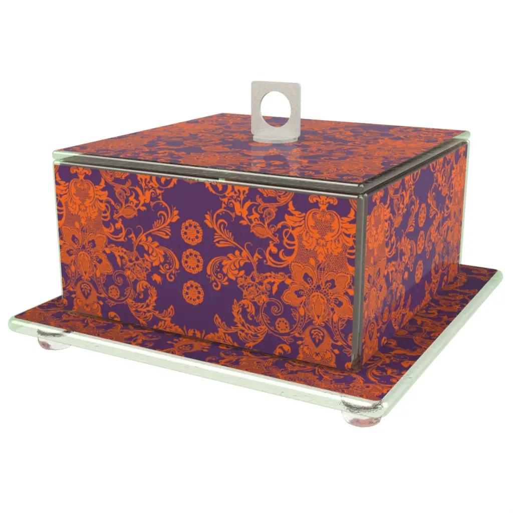 Square Glass Cloche in Hermes Orange - Welcome Amenities - 3/4 View