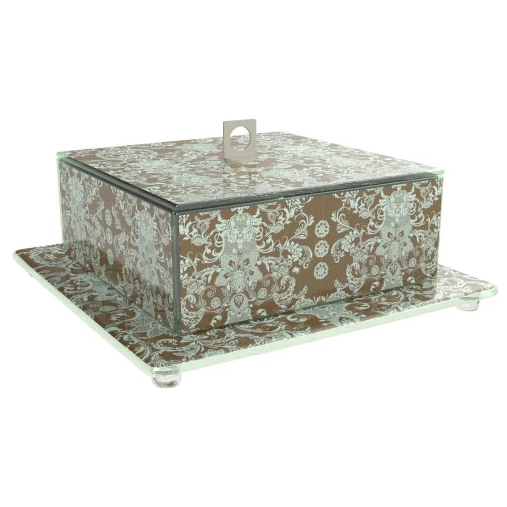 Square Glass Cloche in Misty Blue - Welcome Amenities - 3/4 View
