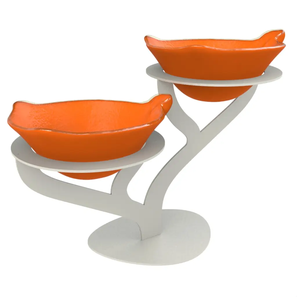 Tiered Bowl Stand in Hermes Orange - Serving Stands - 3/4 View