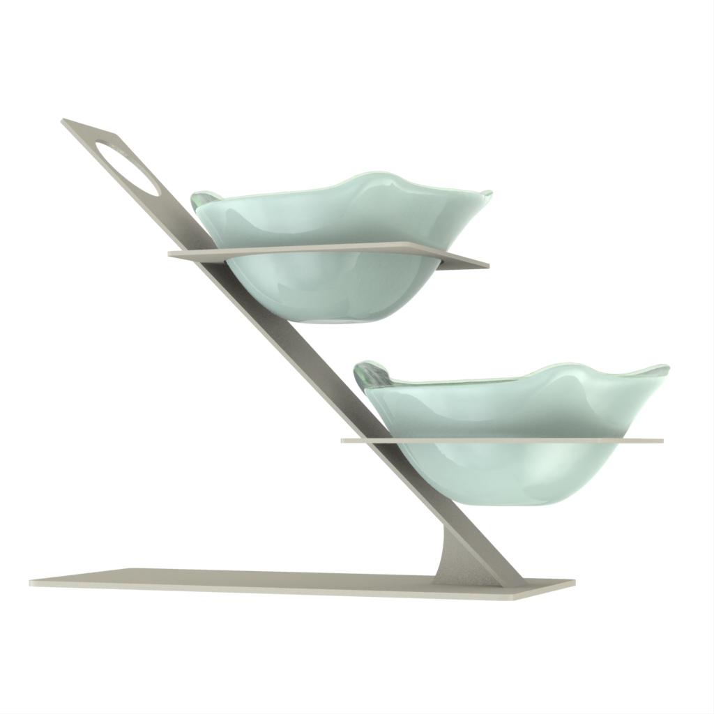 Tiered Serving Bowl in Misty Blue - Serving Stands - Side View