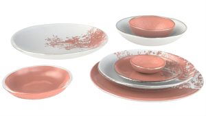 Coupe Plates Dinnerware, White & Pink Color Scheme