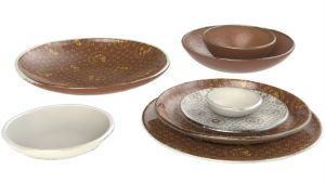 Coupe Plates Dinnerware, Lux Brown Color Scheme