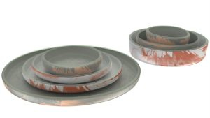 High Rim Dinnerware, Gray Metallics Color Scheme
