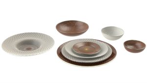 Wide Rim Dinnerware, Lux Brown Color Scheme