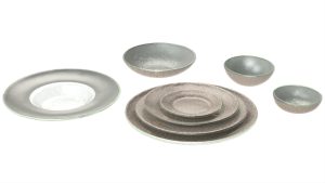 Wide Rim Dinnerware, Gray Metallics Color Scheme