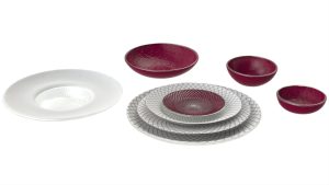 Wide Rim Dinnerware, Orchid Red Color Scheme