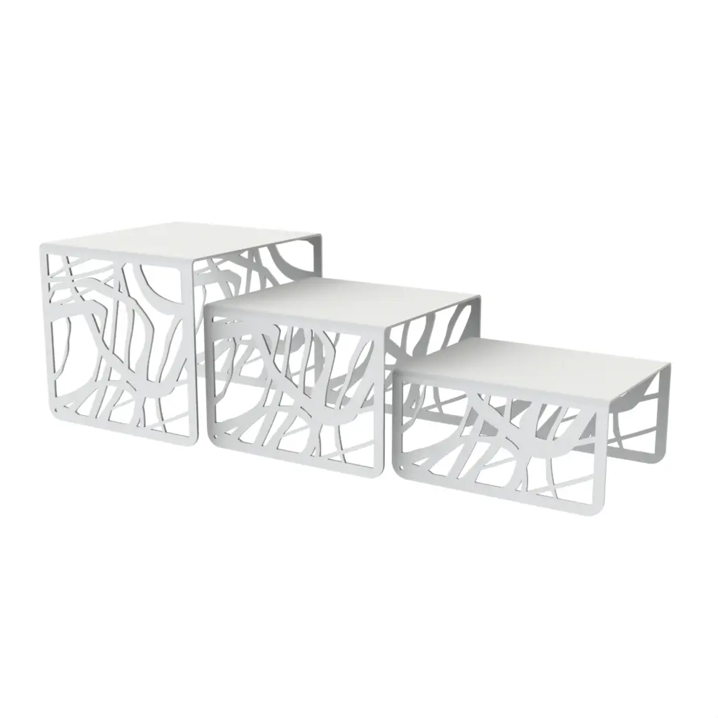 Metal Buffet Risers in White - Buffet Risers Stands - 3/4 View