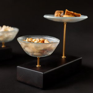 Customized snacks serveware designed for refined bar and lounge presentations by MyGlassStudio.