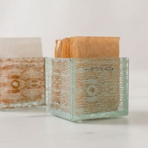 Sugar packet holder and sugar packet caddy in designer glass by MyGlassStudio