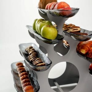 Modern tiered serving stand and tiered server by MyGlassStudio for hotel buffets