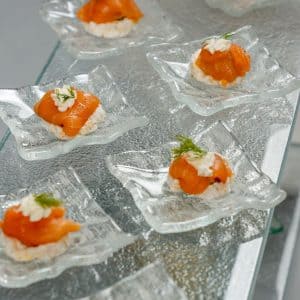 Modern tasting plates and mini appetizer plates for gourmet presentations by MyGlassStudio.