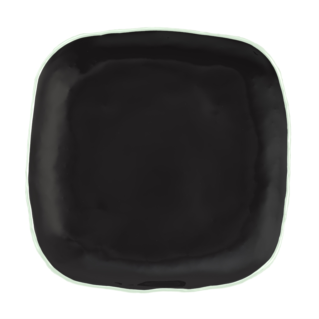 Square Tapas Plate in Black - Side Plates - 3/4 View