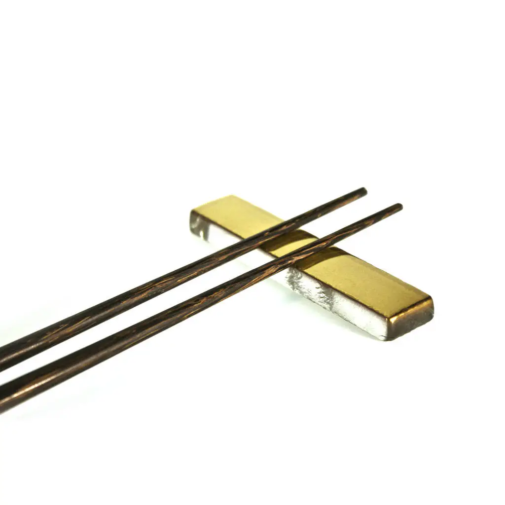 Chopstick Rest in Pure Gold - di - 3/4 View