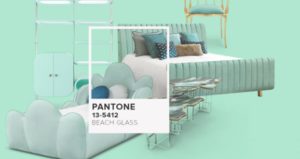 Pastel teal dinner plate by MyGlassStudio for handmade stylish hotel dining
