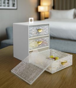 Tiered Jubako Bento Box stacked glass tiers restaurant dining MyGlassStudio
