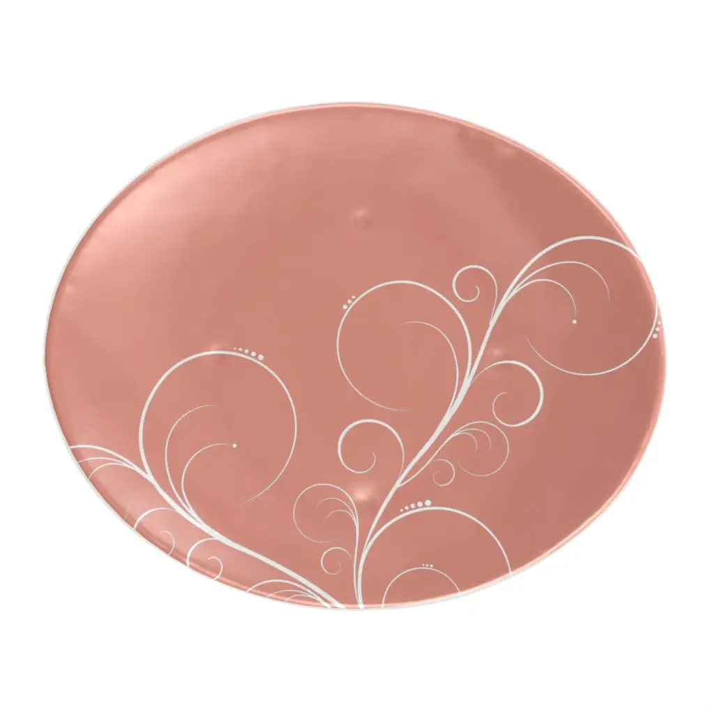 Glass Dessert Plate in Light Salmon Pink - Restaurant Plates - 3/4 View