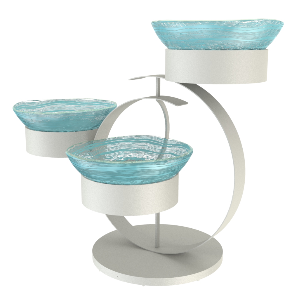 3 Tier Bowl Stand in Porcelain Blue - Serving Stands - Side View