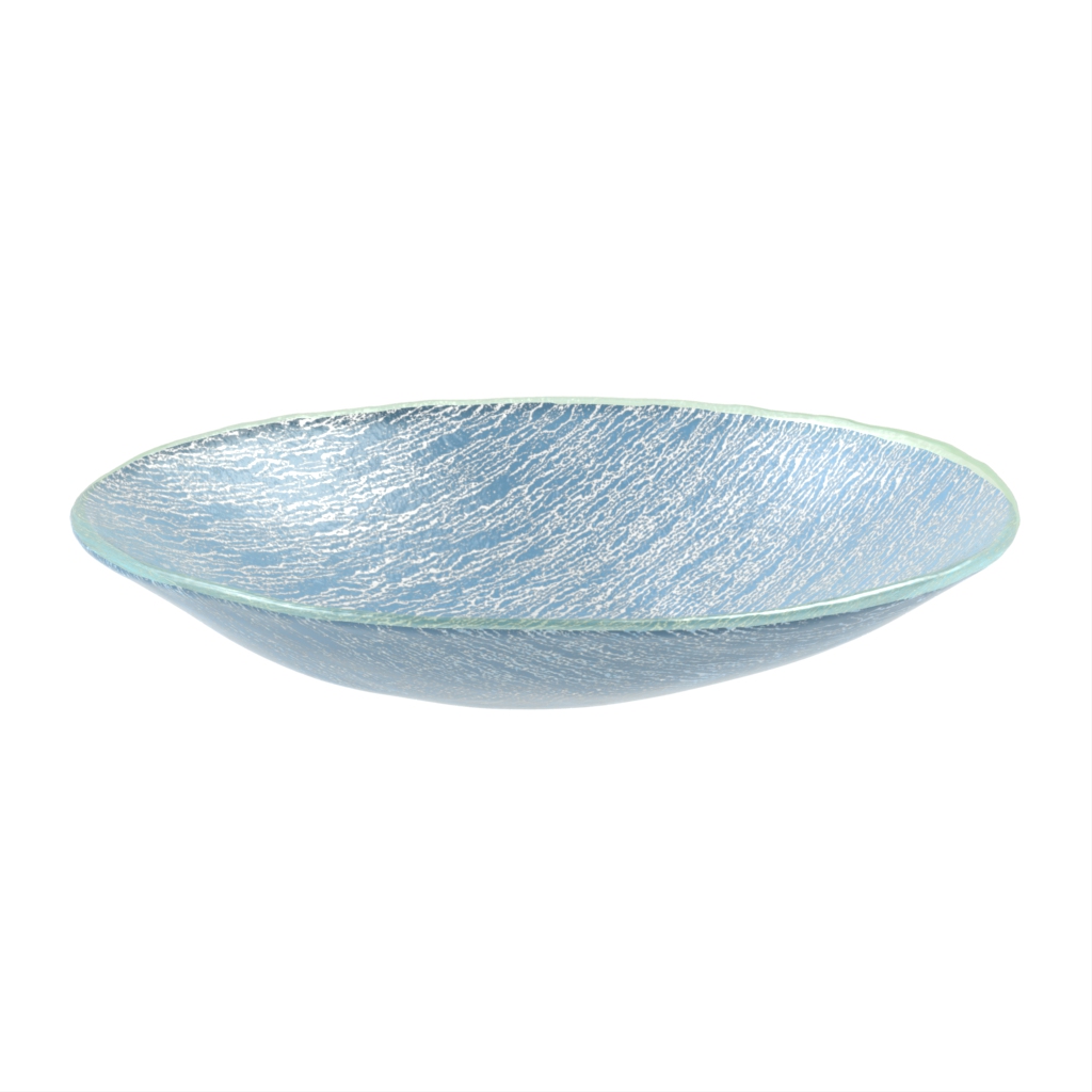 Glass Serving Bowl in Niagara Blue - Buffet Serveware - Side View