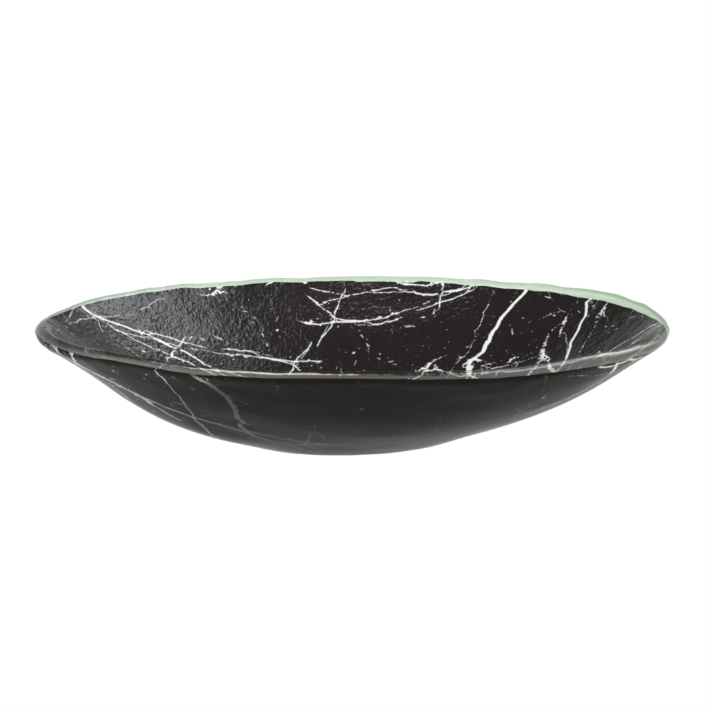Glass Serving Bowl in Black - Buffet Serveware - Side View