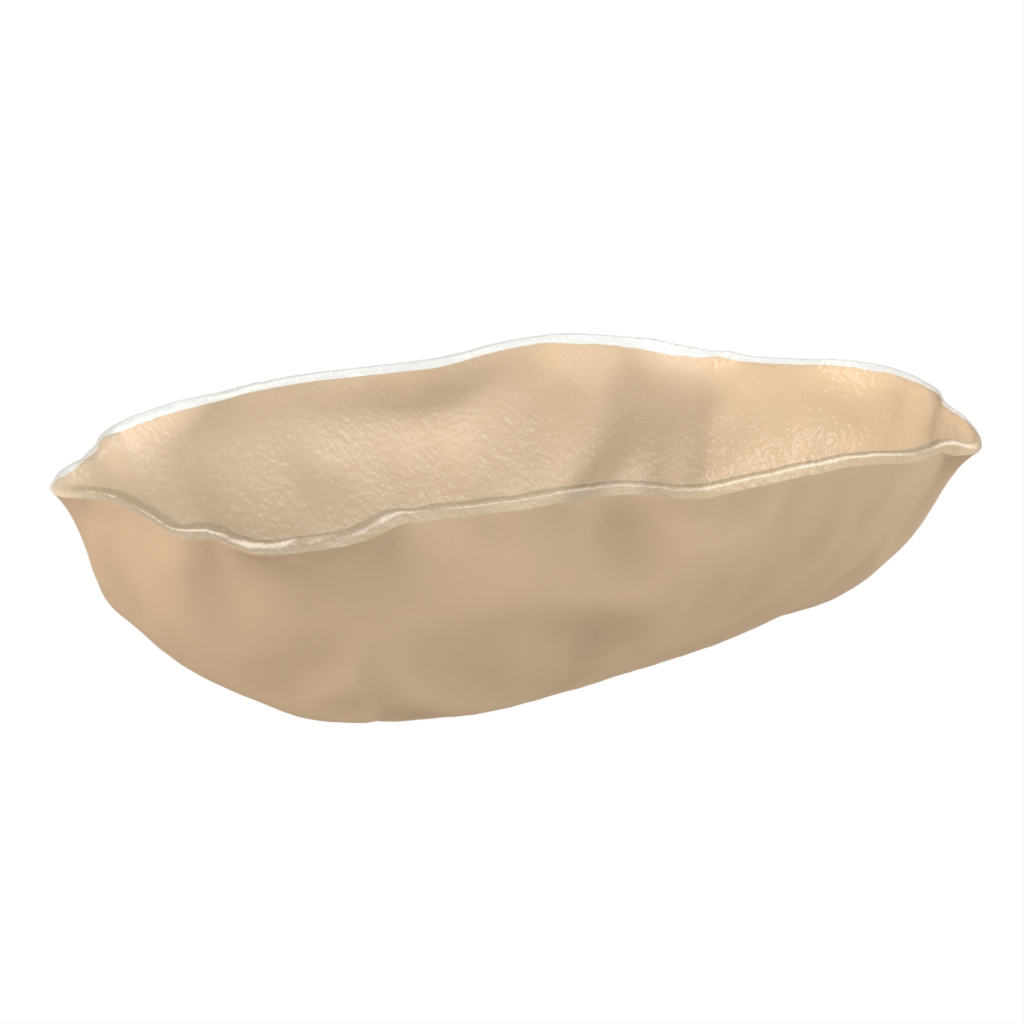 Glass Serving Bowl in Almond Beige - Buffet Serveware - 3/4 View