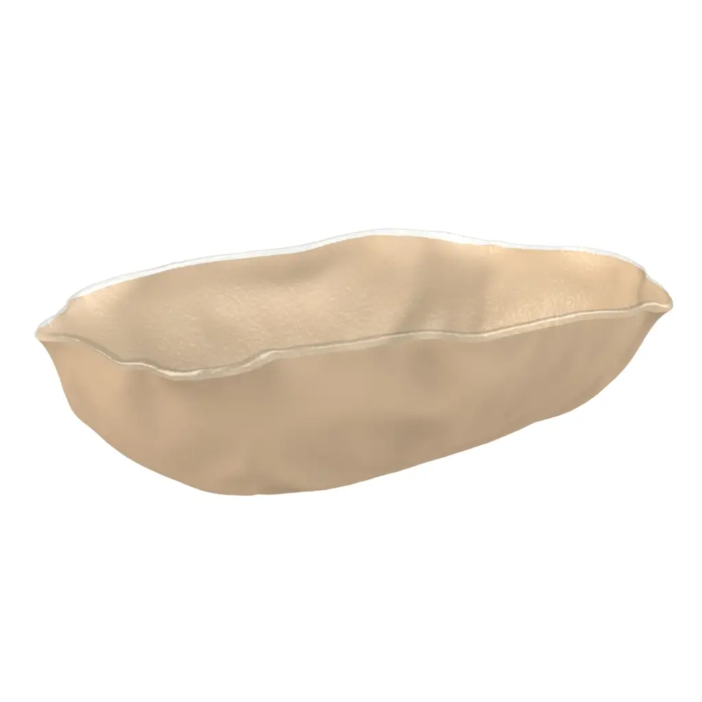 Glass Serving Bowl in Almond Beige - Buffet Serveware - 3/4 View