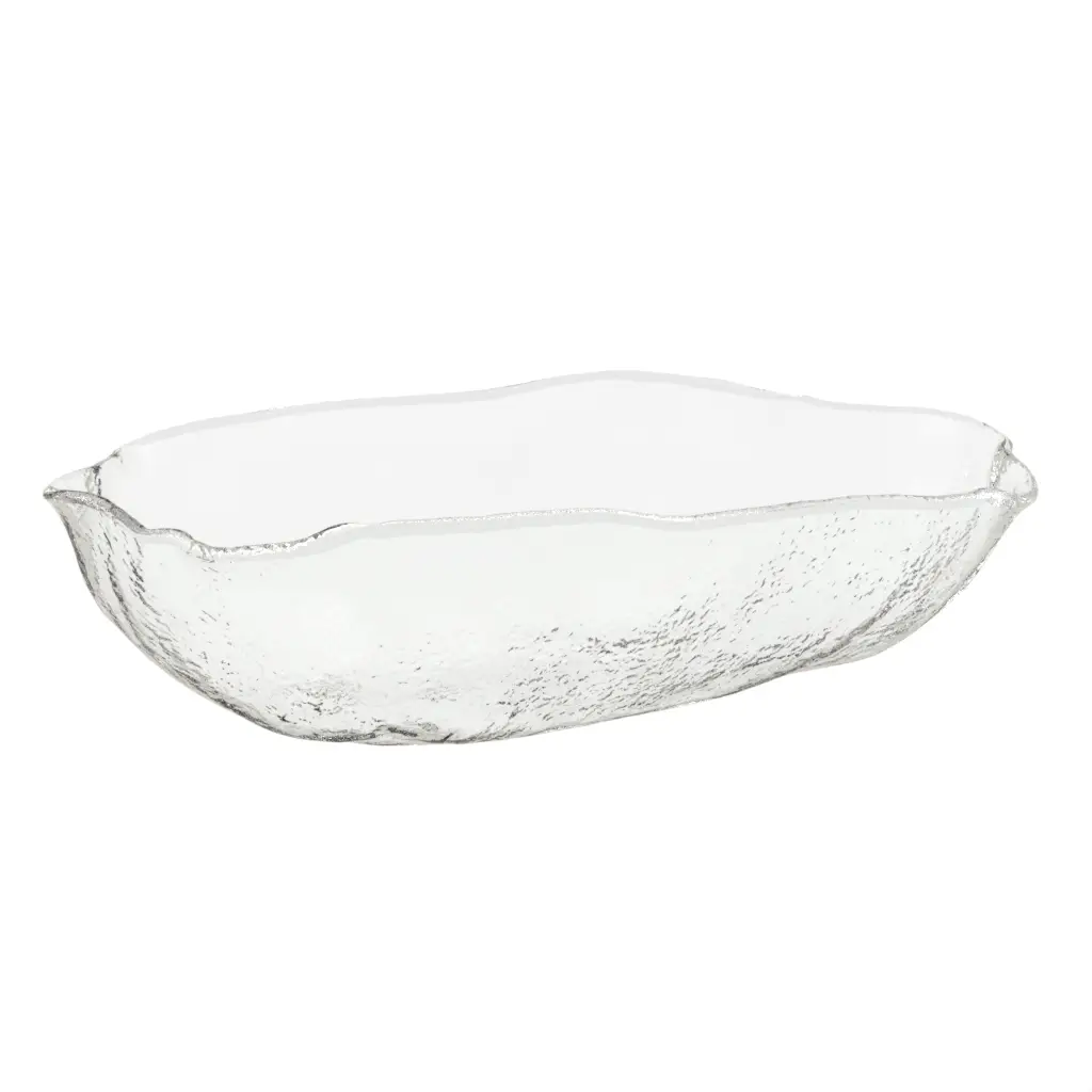 Glass Serving Bowl in Glass With Texture - Buffet Serveware - 3/4 View
