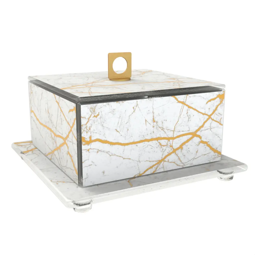 Square Glass Cloche in Milk White - Welcome Amenities - 3/4 View