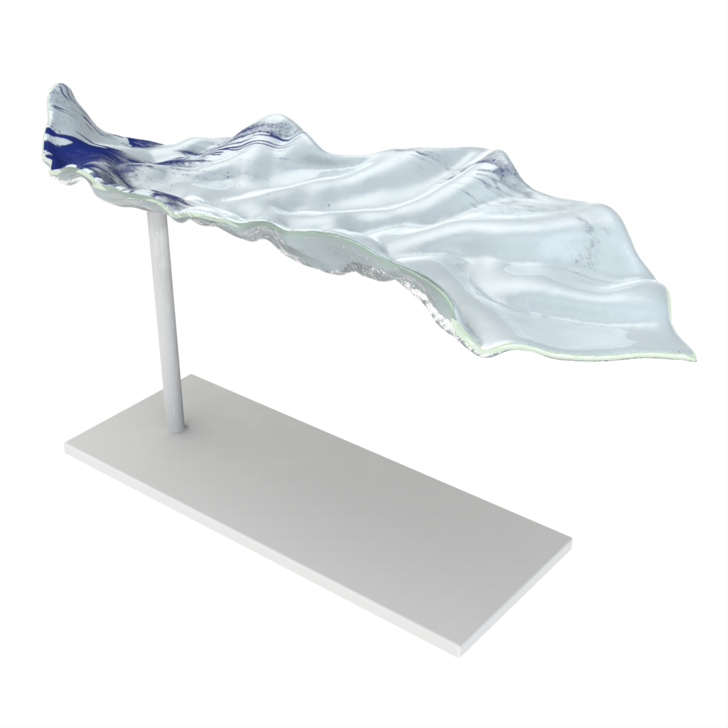 Footed Tray In Light Blue - Hotel Room Decor - Side View