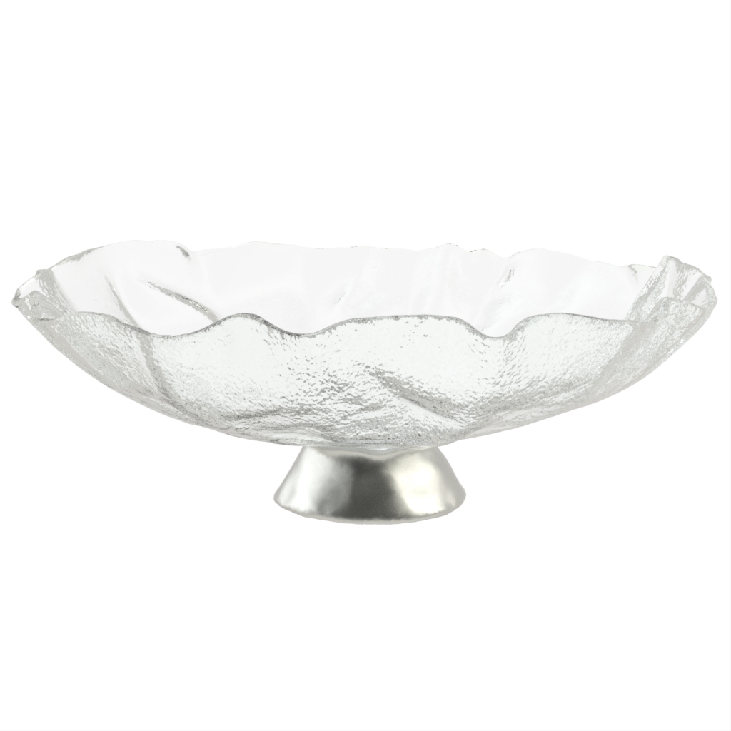 Oversized Glass Bowl In Glass With Texture - Extra Large Serving Platters & Bowls - Side View