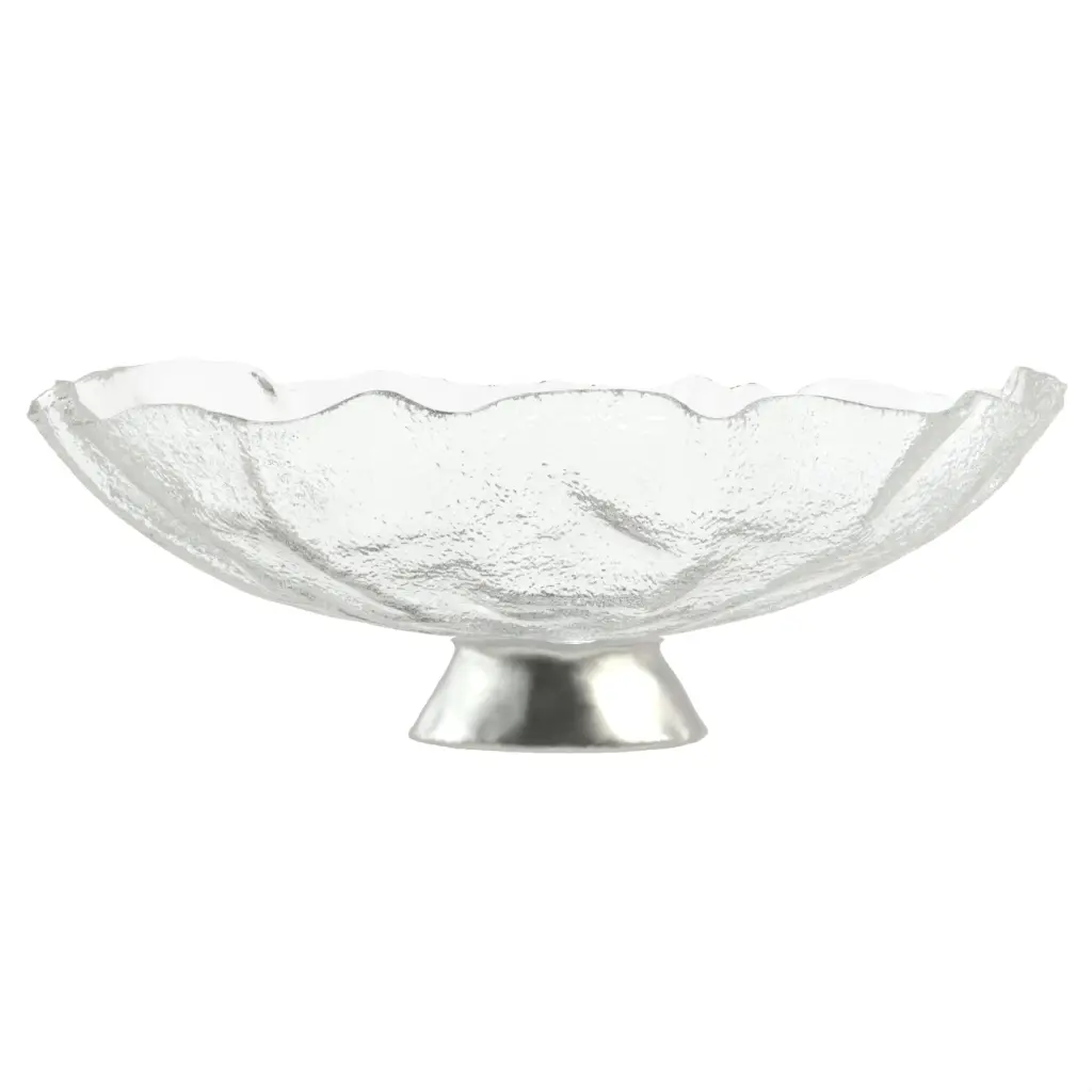 Oversized Glass Bowl In Glass With Texture - Extra Large Serving Platters & Bowls - 3/4 View