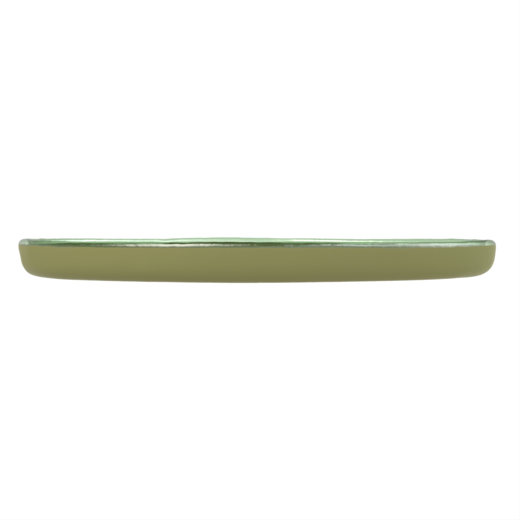 Contemporary Dinner Plate in Olive Silver Green - Restaurant Plates - Side View