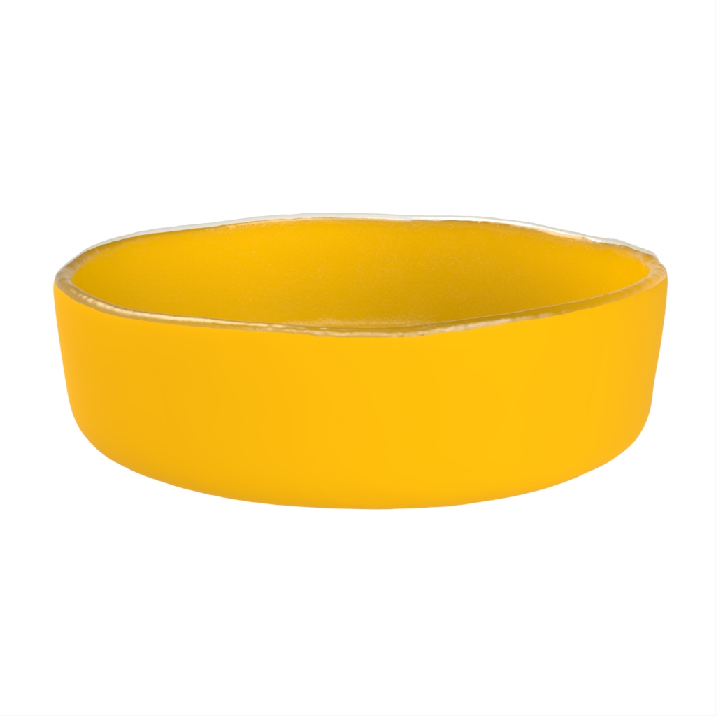 Low Glass Bowl in Freesia Yellow - Restaurant Bowls - Side View