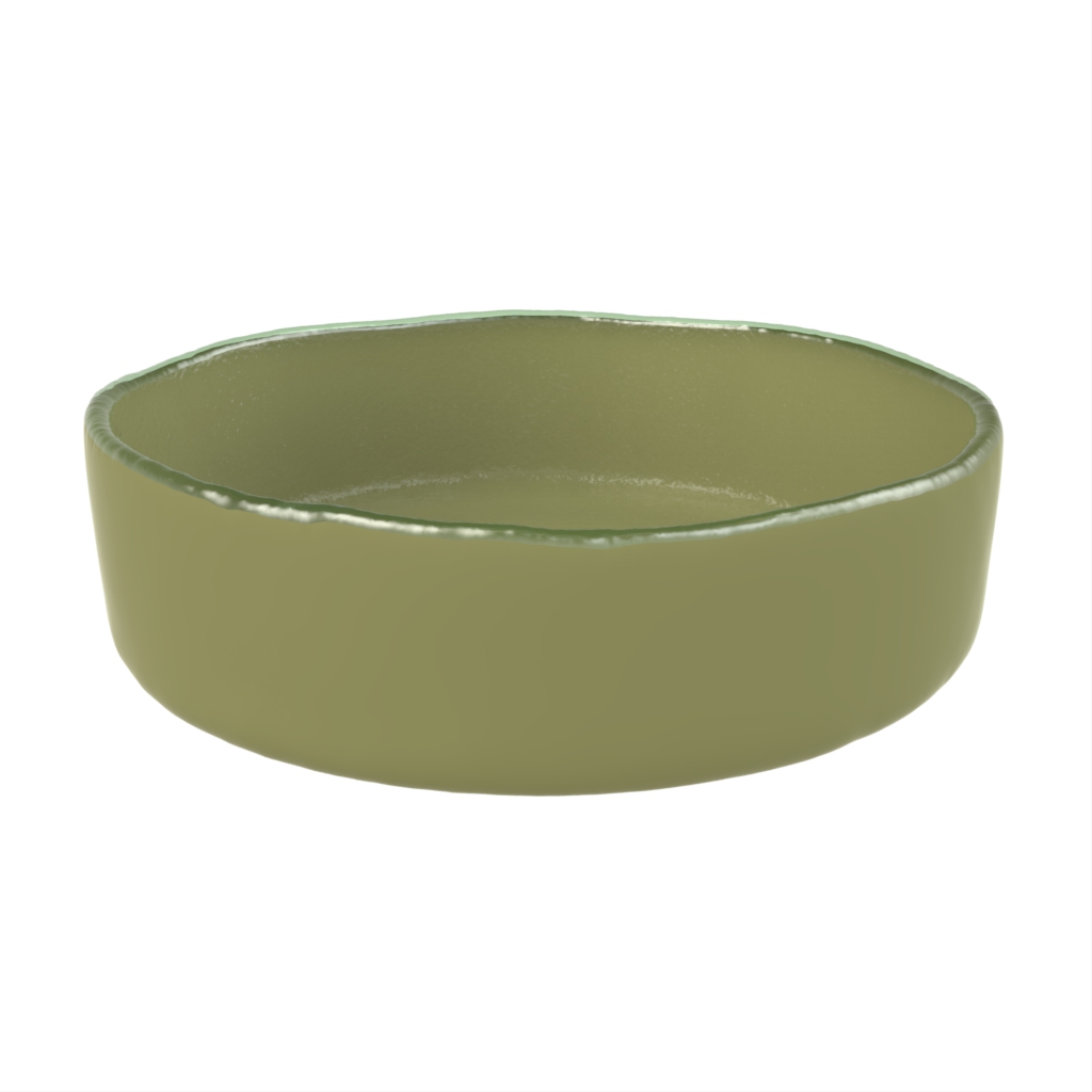 Low Glass Bowl in Olive Silver Green - Restaurant Bowls - Side View