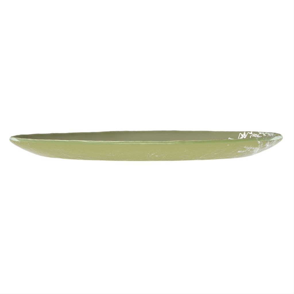 Rimmed Dinner Plate in Olive Silver Green - Rimmed Dinner Plates - Side View